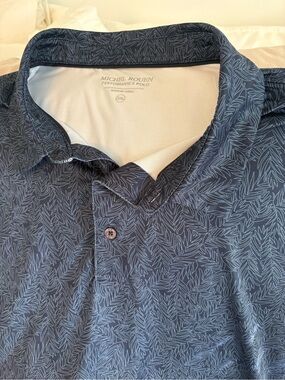 Michel Rouen Men's Navy Leaf-Print Performance Polo